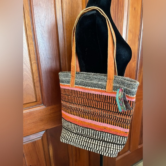 jenny krauss Handbags - Jenny Krauss Wool Leather Shoulder Tote Bag Pink Orange Brown New W/ Tags Boho